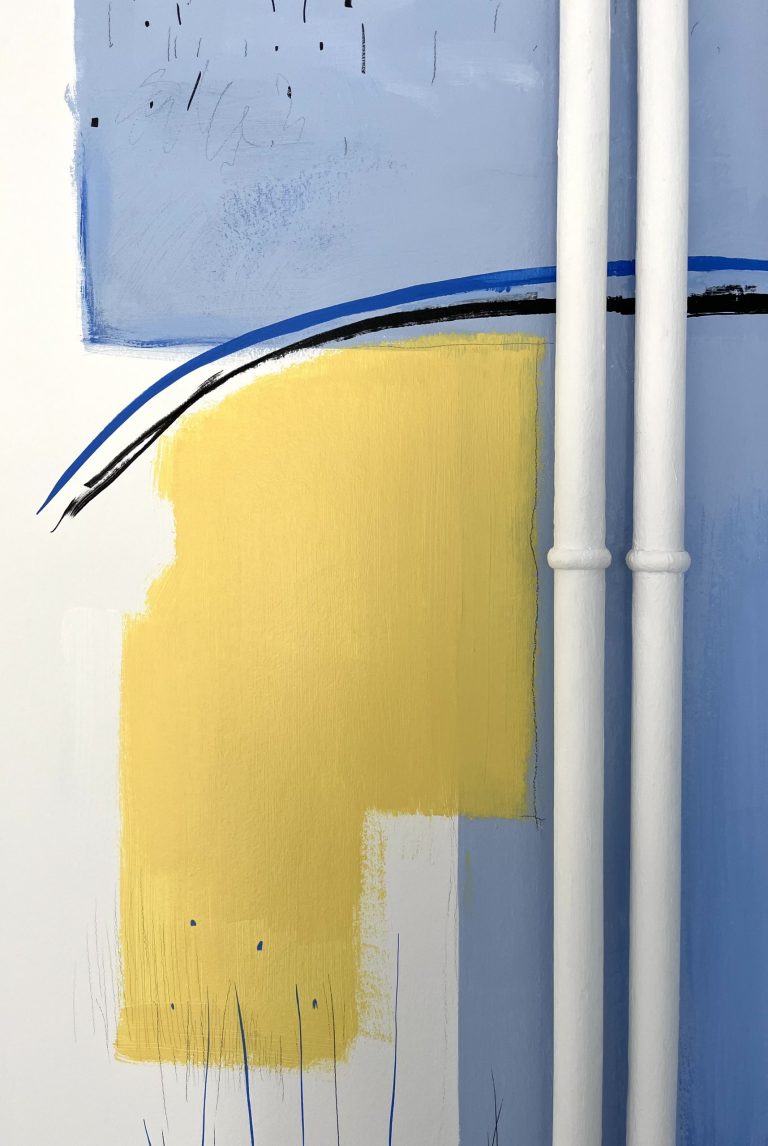 mural-galerie—fresque-lignes-abstraites-detail-jaune