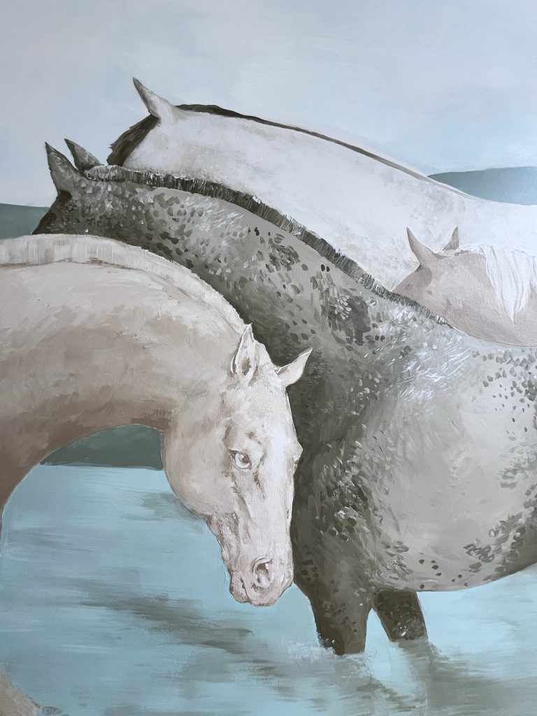 mural-galerie—fresque-murale-chevaux-style-classique-vert-sauge-chambre-coucher-details